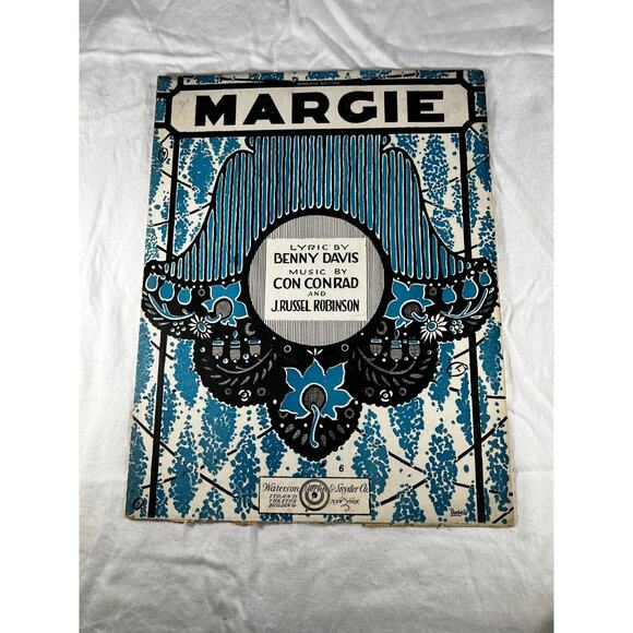 Margie Opera Sheet Music Benny Davis Conrad & Robinson Barbelle 1920 Antique - Picture 1 of 2